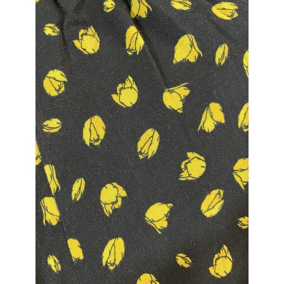Who What Wear Women's XL Rayon Black With Yellow Tulips Blouse - Picture 6 of 8